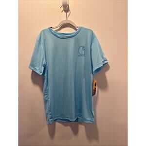 NWT Boy's M 10-12Youth Carhartt Force Sun Defender SS Swim Sun Shirt Blue